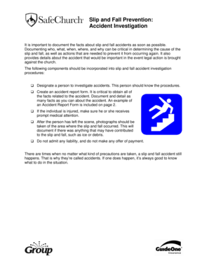 Slip and Fall Accident Investigation Form