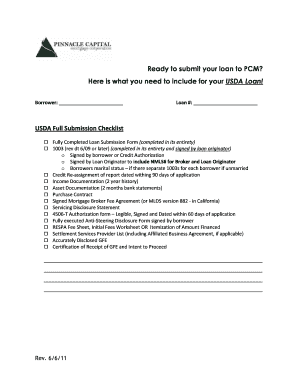 USDA Loan Submission Checklist