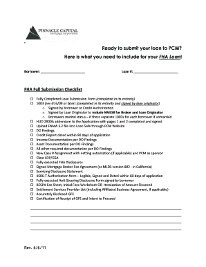 FHA Loan Submission Checklist