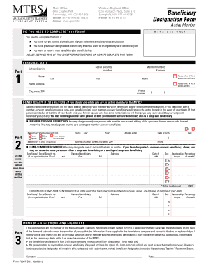 Massachusetts Teachers' Retirement System Beneficiary Designation Form