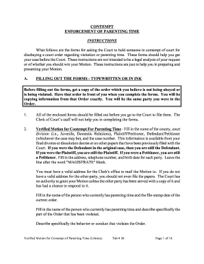 Contempt Enforcement Parenting Time Form