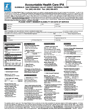 Accountable Health Care IPA Direct Referral Form