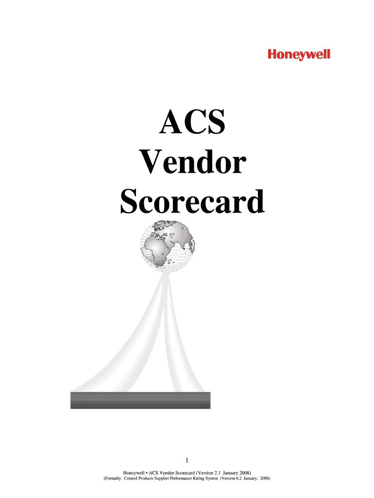 Fillable Online Honeywell ACS Vendor Scorecard (Version 2 Fax Email