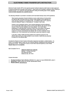 Oklahoma Medicaid EFT Authorization Agreement