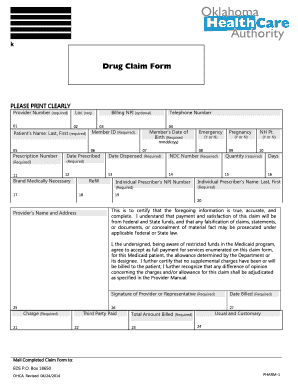 Drug Claim Form