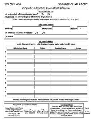 Oklahoma Medicaid Waiver Medication Therapy Management Form