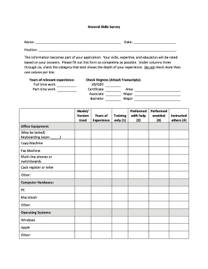 General Skills Survey Form
