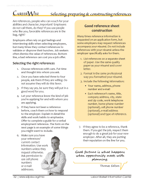 South Dakota Employment Reference Form