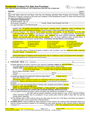 Florida Residential Contract For Sale And Purchase