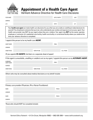 Vermont Advance Directive for Health Care Decisions