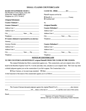 Small Claims Counterclaim Form