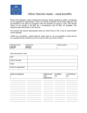 Swedish Meal Benefit Tax Form