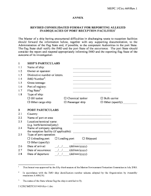 IMO Port Reception Facility Report