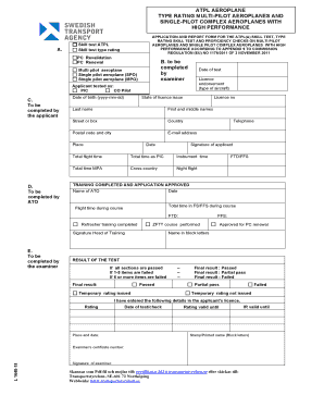 ATPL Skill Test Application and Report Form