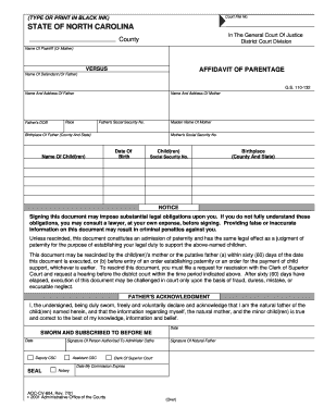 Affidavit of Parentage