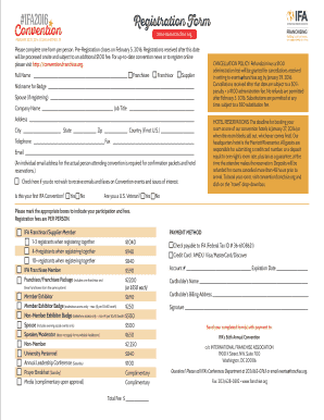 Franchise Convention Registration Form