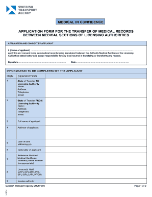 Medical Records Transfer Application Form