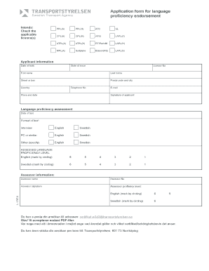 Swedish Transport Agency Language Proficiency Endorsement Application