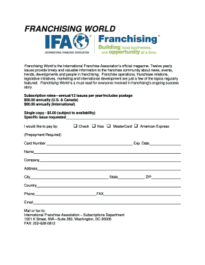 Franchising World Magazine Subscription Form