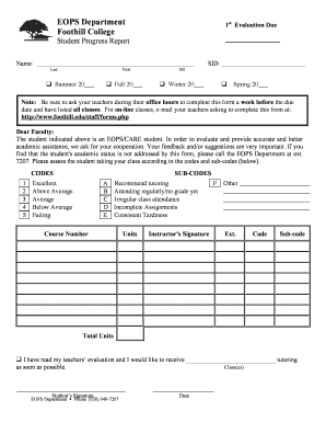 Student Progress Report
