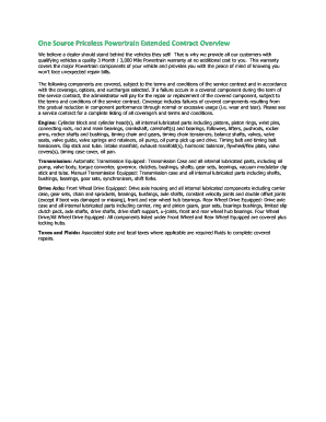 Powertrain Extended Warranty Agreement