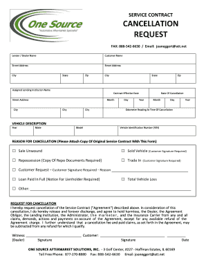 Service Contract Cancellation Request