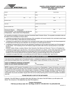 GAP Waiver Cancellation Request