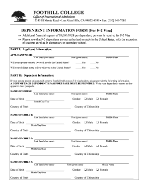 F-2 Visa Dependent Information Form