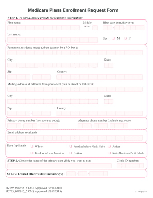 Medicare Plans Enrollment Request Form
