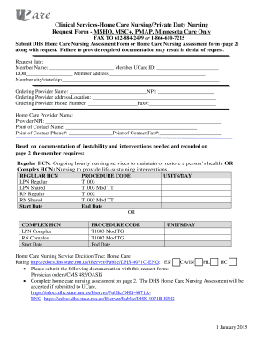 Minnesota Home Care Nursing Request Form