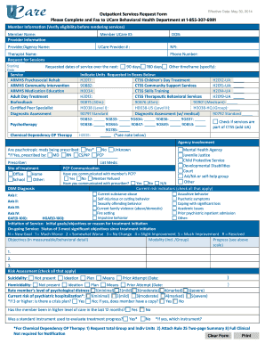 Outpatient Services Request Form