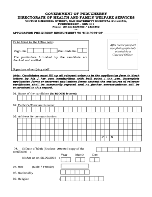 Puducherry Government Direct Recruitment Application