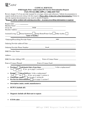 DME Prior Authorization Request Form