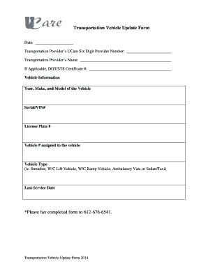 Transportation Vehicle Update Form