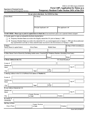 Form I-687 Application for Temporary Resident Status