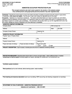 Wisconsin Asbestos Occupant Protection Plan