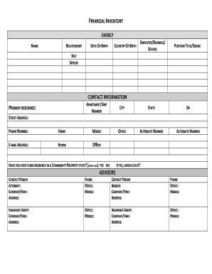 Financial Inventory Form