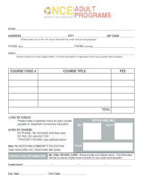Needham Community Education Registration Form