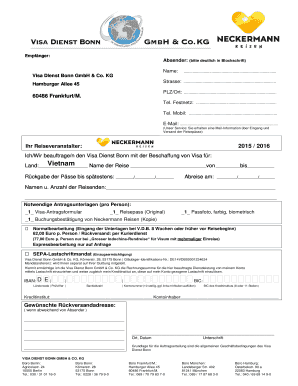 Antrag für ein- und Ausreisevisum