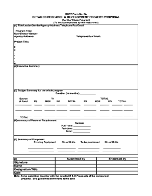 DOST Form 2A - Detailed Research and Development Project Proposal