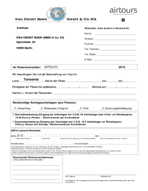 Antrag auf ein Visum für Tansania