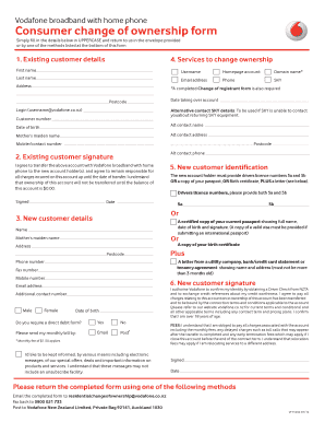 Vodafone Broadband and Home Phone Change of Ownership Form