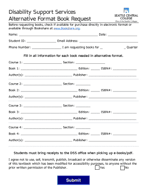 Alternative Format Book Request Form