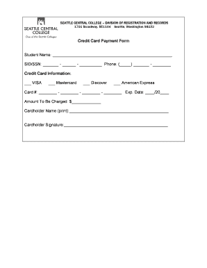 Seattle Central College Credit Card Payment Form