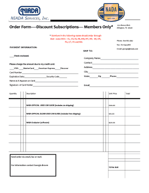 Discount Subscription Order Form