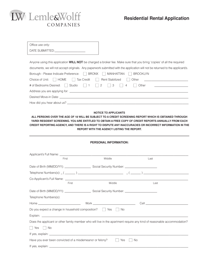 lemle and wolff application Preview on Page 1