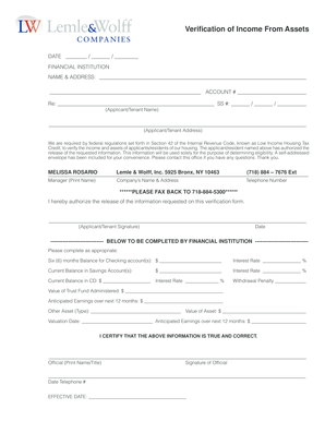 Verification of Income From Assets