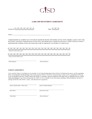 Garland ISD Student Agreement