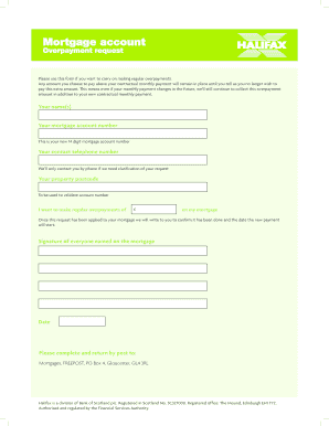 Mortgage Overpayment Request Form