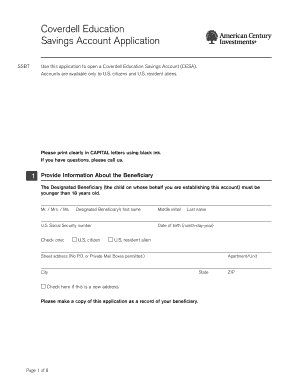 Coverdell Education Savings Account Application